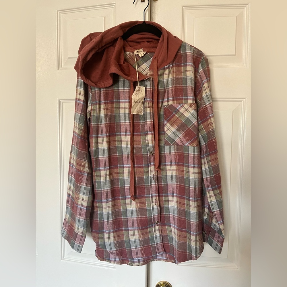Hem & Thread Rust Plaid Top